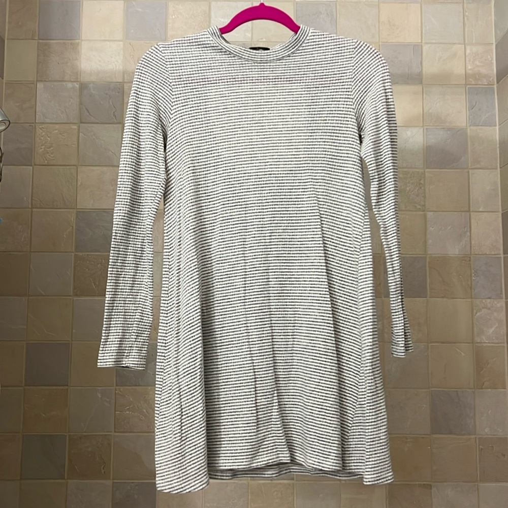 White Grey Striped Dress